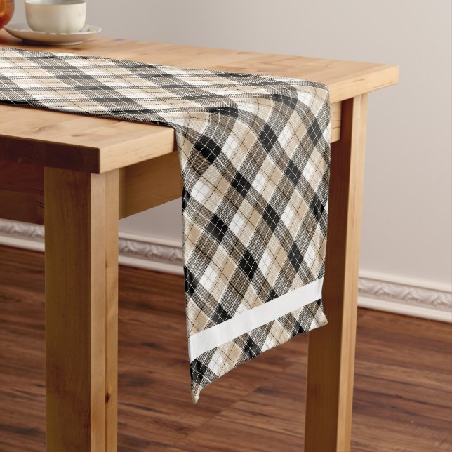 Chemin De Table Long Tan et plaid noir (In Situ)