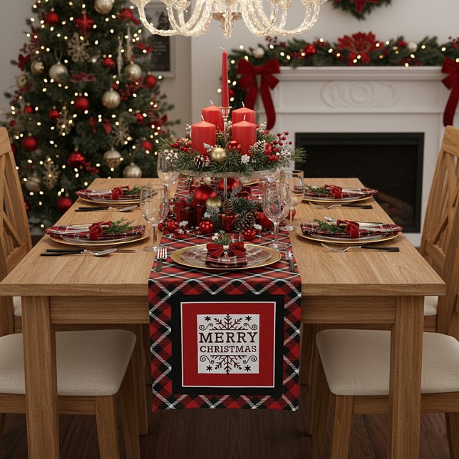 Chemin De Table Long Tartan Joyeux Noël (Créateur téléchargé)