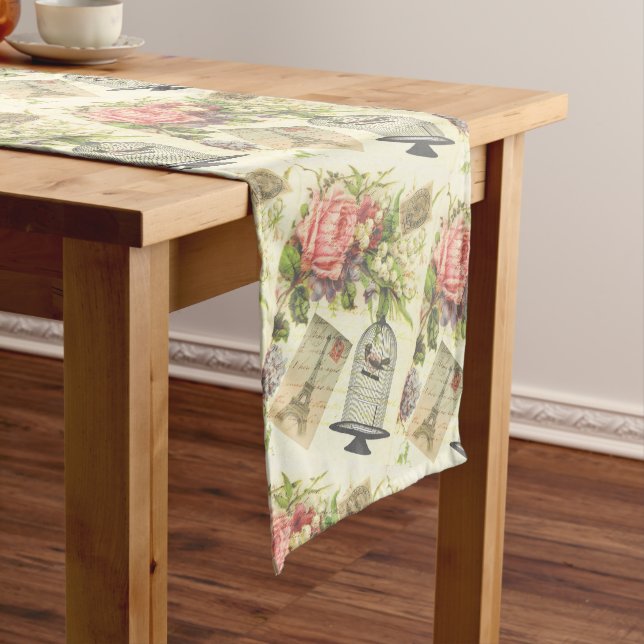 Chemin De Table Long Thème vintage Paris Français (In Situ)
