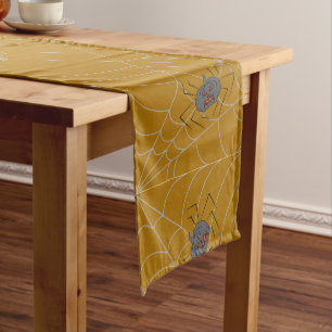 Chemin De Table Long Toile d'araignée et citrouilles d'Halloween