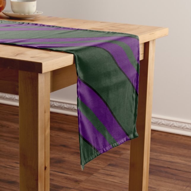 Chemin De Table Long Vert et Violet hantés avec des rayures fines (In Situ)