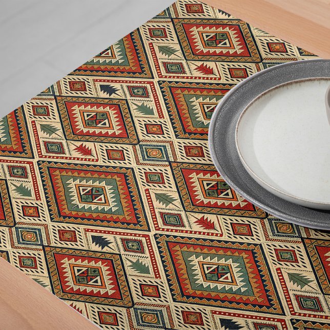 Chemin De Table Long Vibrant Boho Tribal Ethnique Unique Salle À Manger (Vibrant Boho Tribal Ethnic Unique Dining Space Long Table Runner)