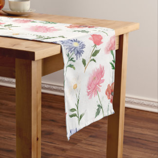 Chemin De Table Long Vibrant Watercolor Multicolor Floral Pattern