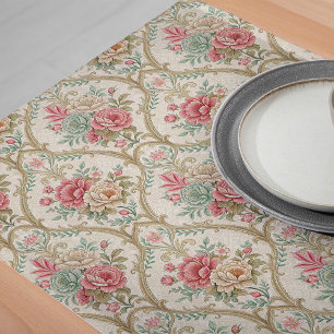 Chemin De Table Long Vintage Victorian Chic Intricte Damask Floral