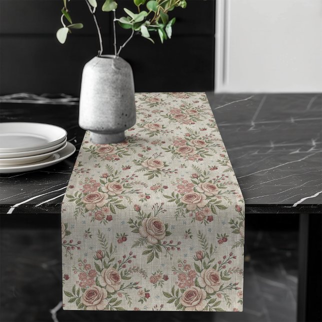 Chemin De Table Long Whimsical Floral Jouer Shabby Chic esthétique (Whimsical Floral Playful Shabby Chic Aesthetic Long Table Runner)