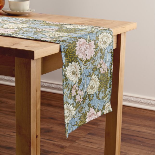 Chemin De Table Long William Morris Chrysanthemum Motif Floral Foliag (In Situ)