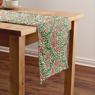 Chemin De Table Long William Morris Fleurs Vintages Vert rose