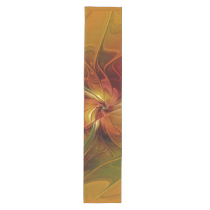 Chemin De Table Moyen Abstrait Rouge Orange Brown Vert Fractal Art Flowe
