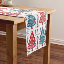 Arbre de Noël rouge et bleu scandinave Art populai