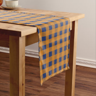 Chemin De Table Moyen Automne Automne Orange Bleu Plaid Motif
