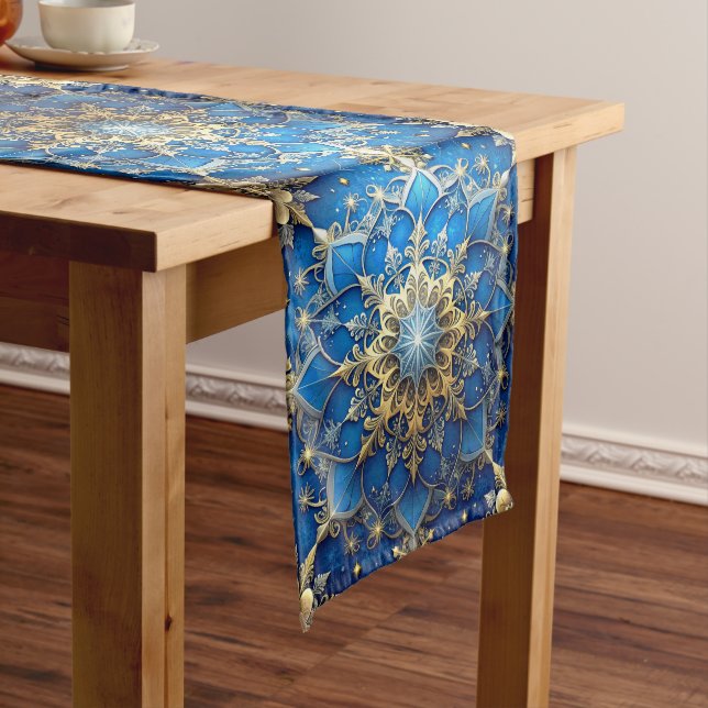 Chemin De Table Moyen Blue Decorative Holiday Table Runner (In Situ)