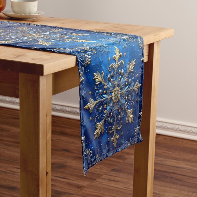 Chemin De Table Moyen Blue Decorative Holiday Table Runner (In Situ)