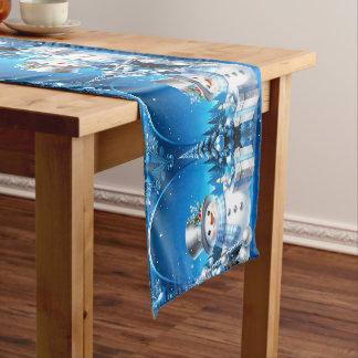 Chemin De Table Moyen Bonhomme de neige joyeux dans un coureur de table