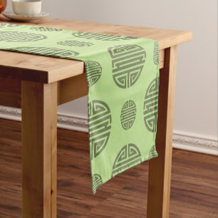 Chemin De Table Moyen Caractère de longévité chinois Shou vert jade