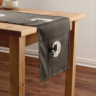 Chemin De Table Moyen Chat Noir Foie Lune D'Argent Et chauves-souris