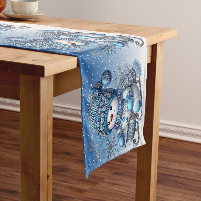 Chemin De Table Moyen Coulisses Snowman Noël Coureur de table de Noël (In Situ)