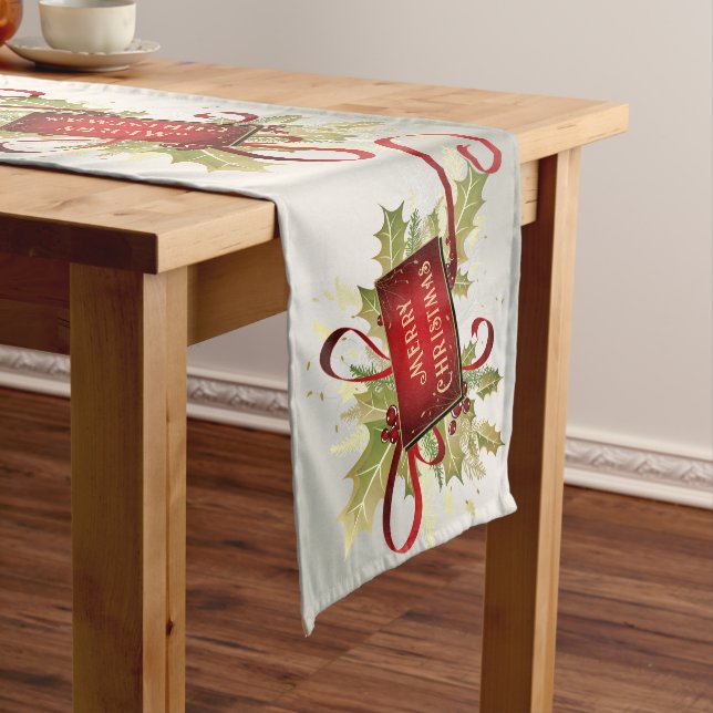 Chemin De Table Moyen Coureur de table de Noël rouge moderne (In Situ)