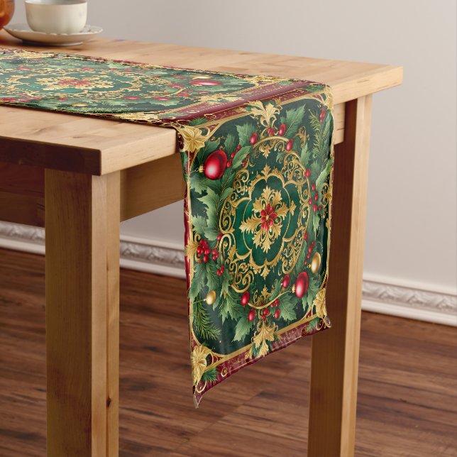 Chemin De Table Moyen Coureur de table Red Green Gold (In Situ)