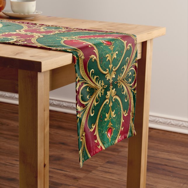 Chemin De Table Moyen Coureur de table Red Green Gold (In Situ)