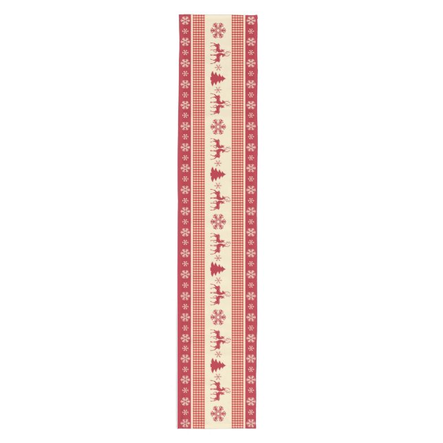 Chemin De Table Moyen Coureur de table rouge et blanc de Noël 16" x 90" (Devant)