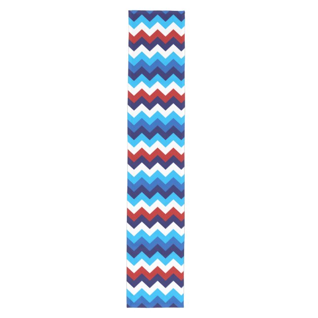 Chemin De Table Moyen Couteau Rouge Blanc Bleu Chevrons Moyenne Table Ru (Devant)