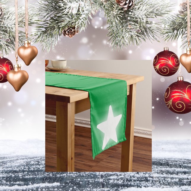 Chemin De Table Moyen Décor blanc simple Noël vert | (Créateur téléchargé)