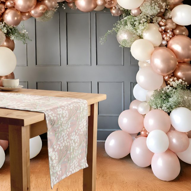 Chemin De Table Moyen Douce Mariée Fleurs et Prosecco Fête de Fiançaille (Créateur téléchargé)
