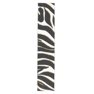 Chemin De Table Moyen Elégant Black Gold Zebra Poster de animal blanc