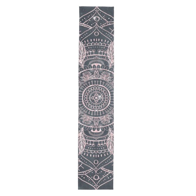 Chemin De Table Moyen Elégant Rose Gold Mandala Gray Nebula Design (Devant)