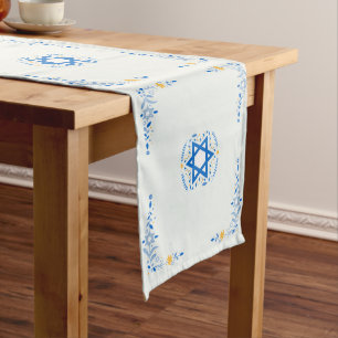 Chemin De Table Moyen Étoile bleue de David Fête juive Aqua 16 x 90
