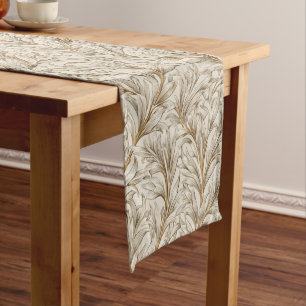 Chemin De Table Moyen Feuille botanique or beige neutre William Morris