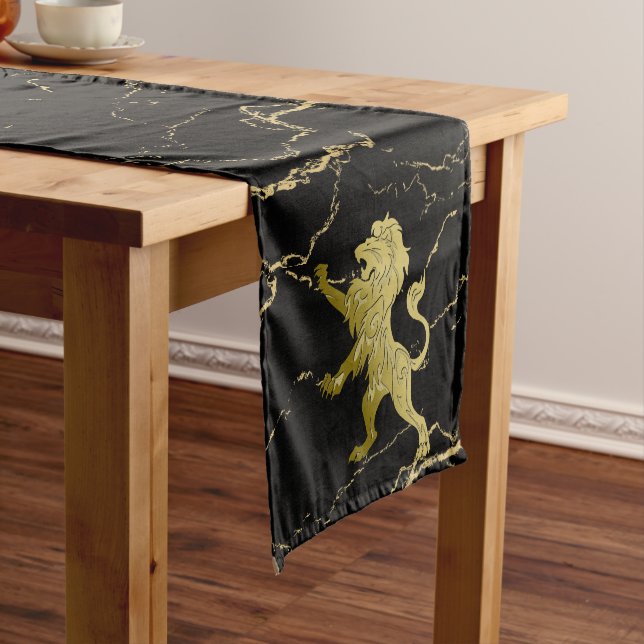 Chemin De Table Moyen Golden Royal Lion Marbre noir (In Situ)