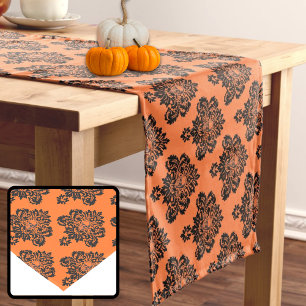 Chemin De Table Moyen Halloween Crâne orange noir gothique Damas motif