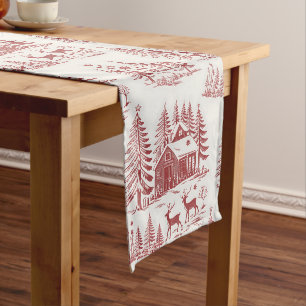 Chemin De Table Moyen Illustration vintage rennes et maisons hiver