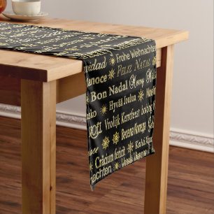 Chemin De Table Moyen Joyeuse typographie de Noël Parties scintillant no