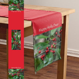 Chemin De Table Moyen Joyeux Holly Days Red Berries Photographic Holiday