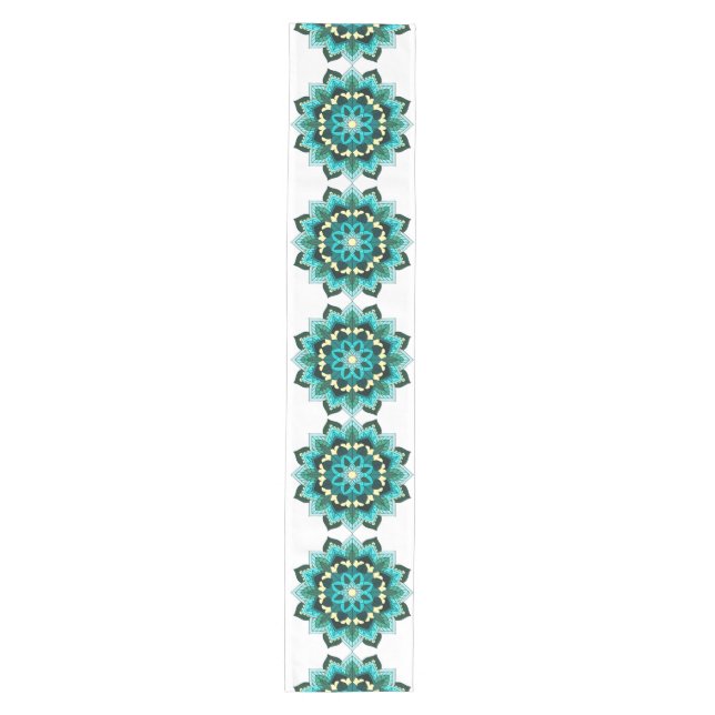 Chemin De Table Moyen Mandala Motif 02 en aqua (Devant)