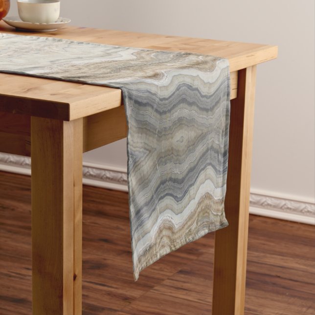 Chemin De Table Moyen marbre gris brun scandinave minimaliste (In Situ)
