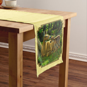Chemin De Table Moyen Mère et bébé Cerf blanc Jaune