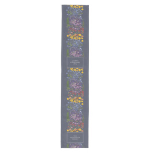 Chemin De Table Moyen Moderne girly floral coloré initial bleu marine