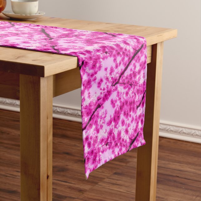 Chemin De Table Moyen Motif de fleurs de cerisier d'aquarelle (In Situ)