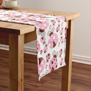 Chemin De Table Moyen Motif De Ladybugs, Mignons Ladybugs, Pink Ladybugs