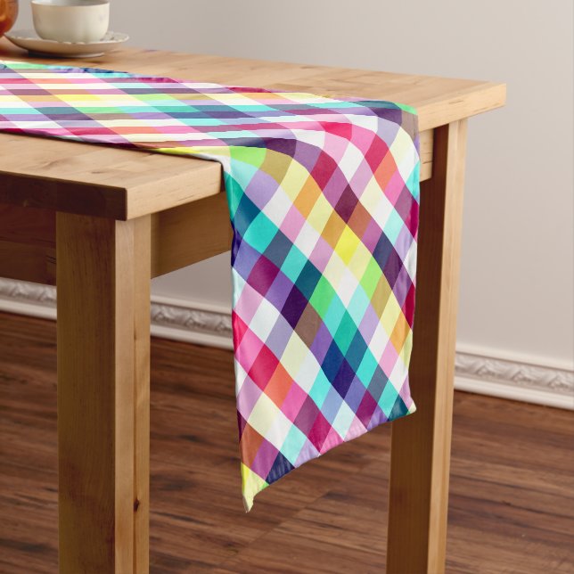 Chemin De Table Moyen Moyenne Table Moyenne Motif Plaid Rainbow Funky (In Situ)