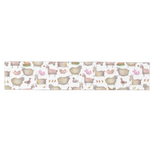 Chemin De Table Moyen Patters de Cute Watercolor Farm Barn Animals