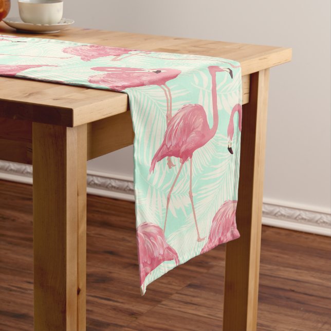 Chemin De Table Moyen Preppy Chic Elegant Pink Flamingo Motif (In Situ)