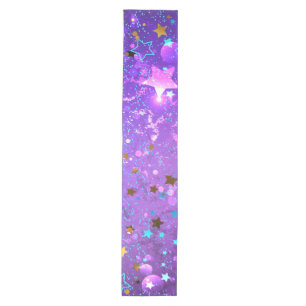 Chemin De Table Moyen Purple foil background with Stars
