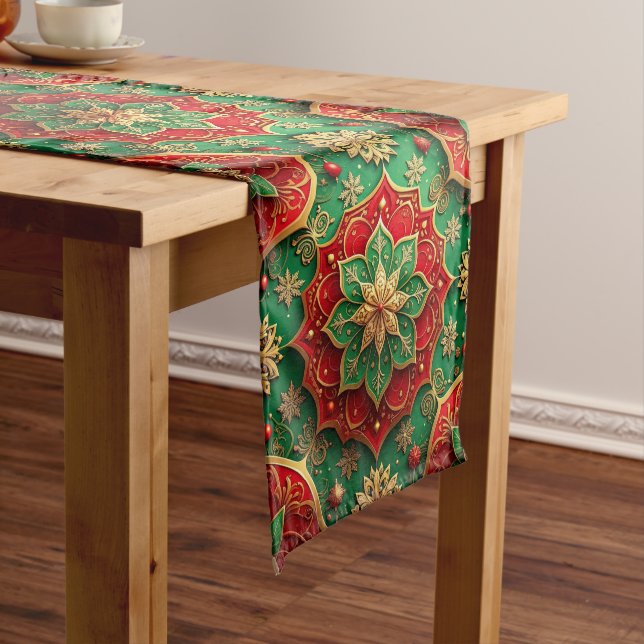 Chemin De Table Moyen Red Green Decorative Holiday Table Runner (In Situ)