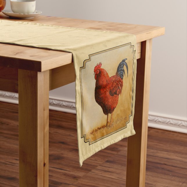 Chemin De Table Moyen Rhode Island Red Rooster Yellow Arrière - plan (In Situ)