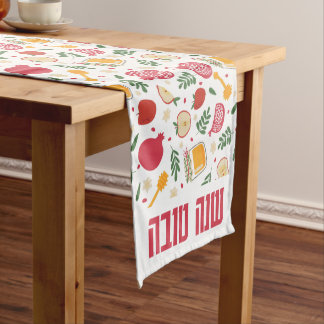 Chemin De Table Moyen Rosh Hashanah Fête juive Hébreu Shanah Tovah