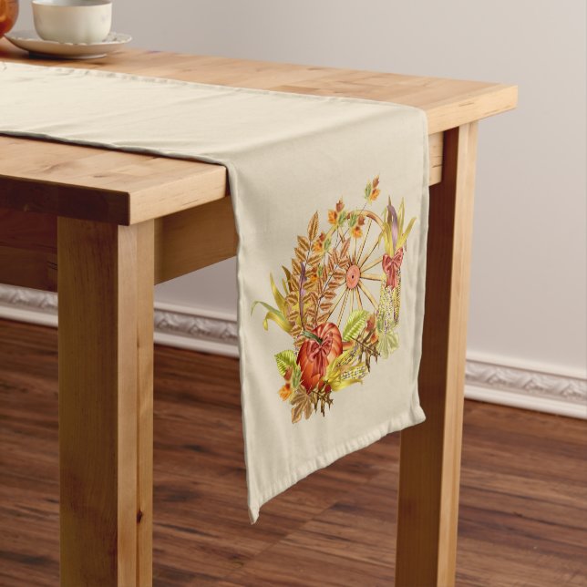 Chemin De Table Moyen Roue Wagon De Thanksgiving Sur Tan (In Situ)